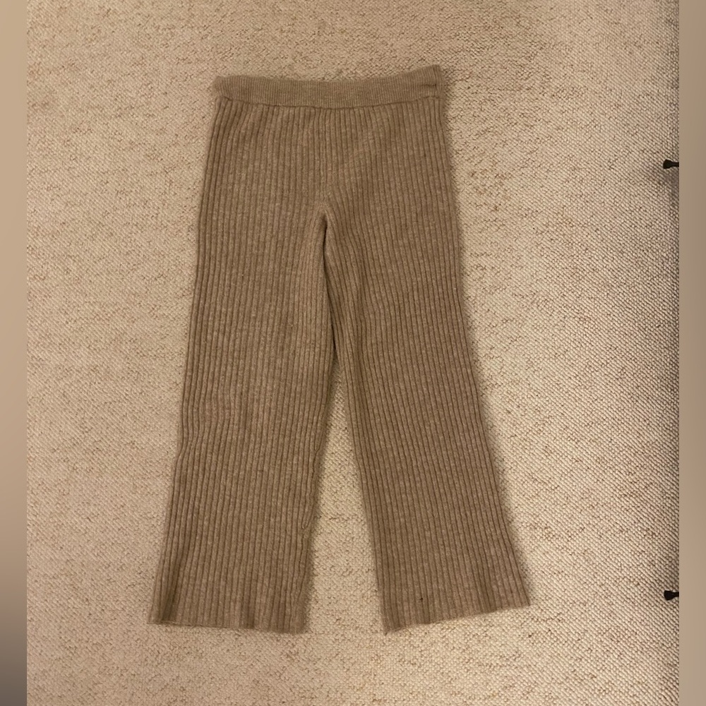 H&M Knit Cozy Lounge Tan/Beige/Light Brown Flare Pants Size Large